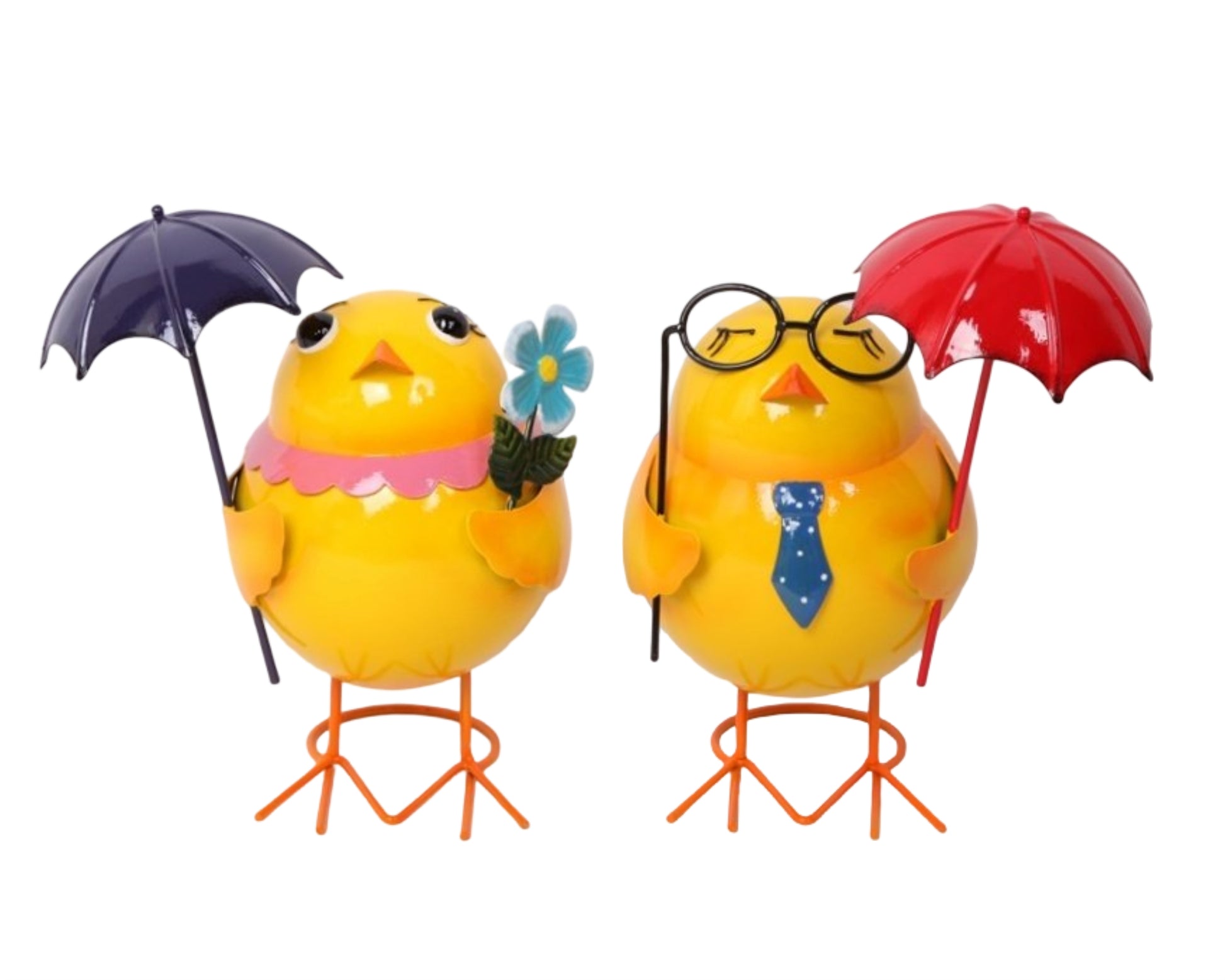 Set 2 Metal Chicken Decor 20cm