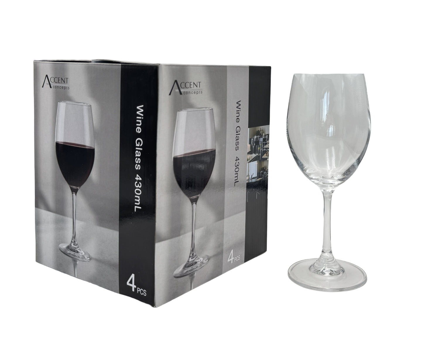 bulk 6 Clear Wine Glass in Gift Pack 430ml