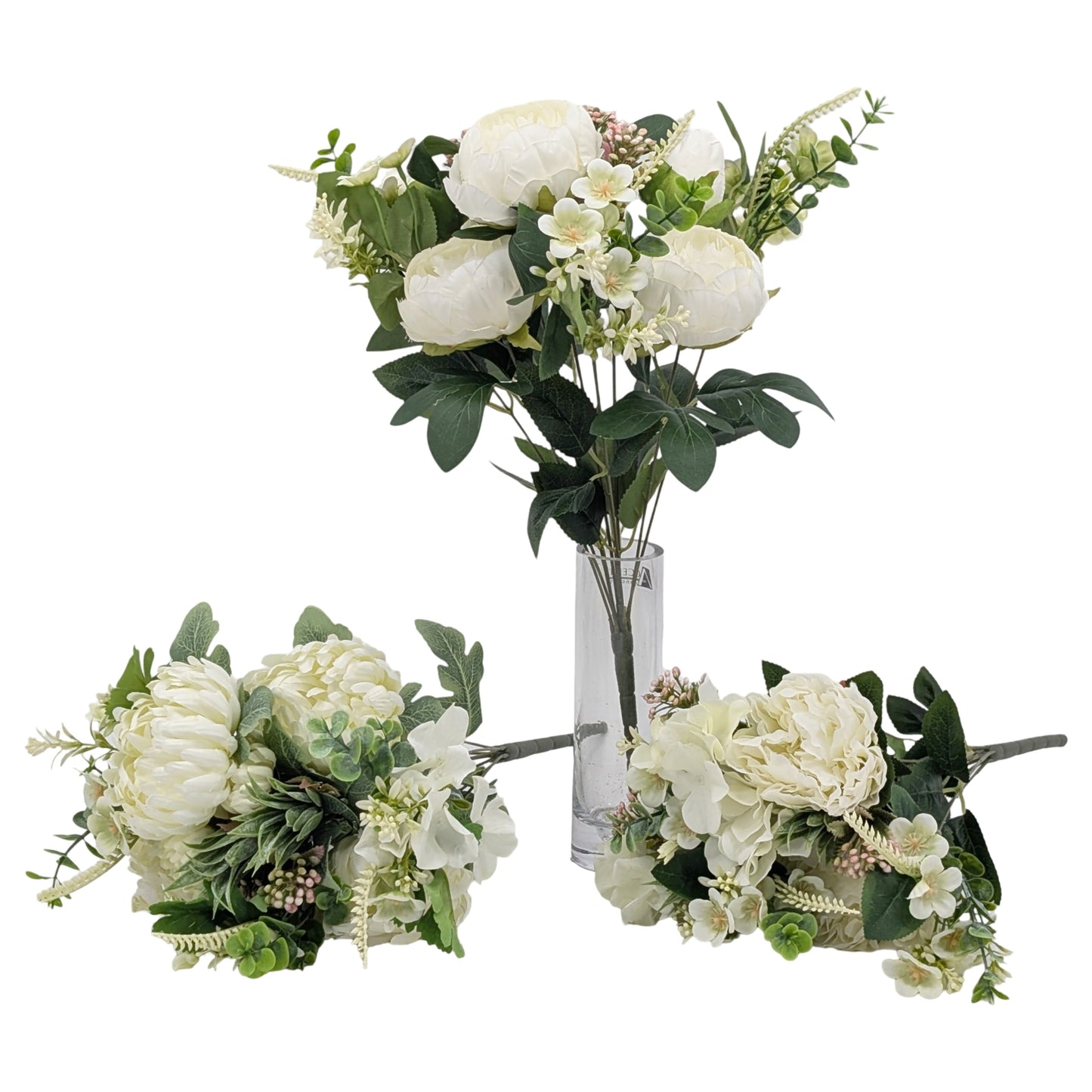 bulk 12 Artificial Elegant White Floral Bunch 44cm