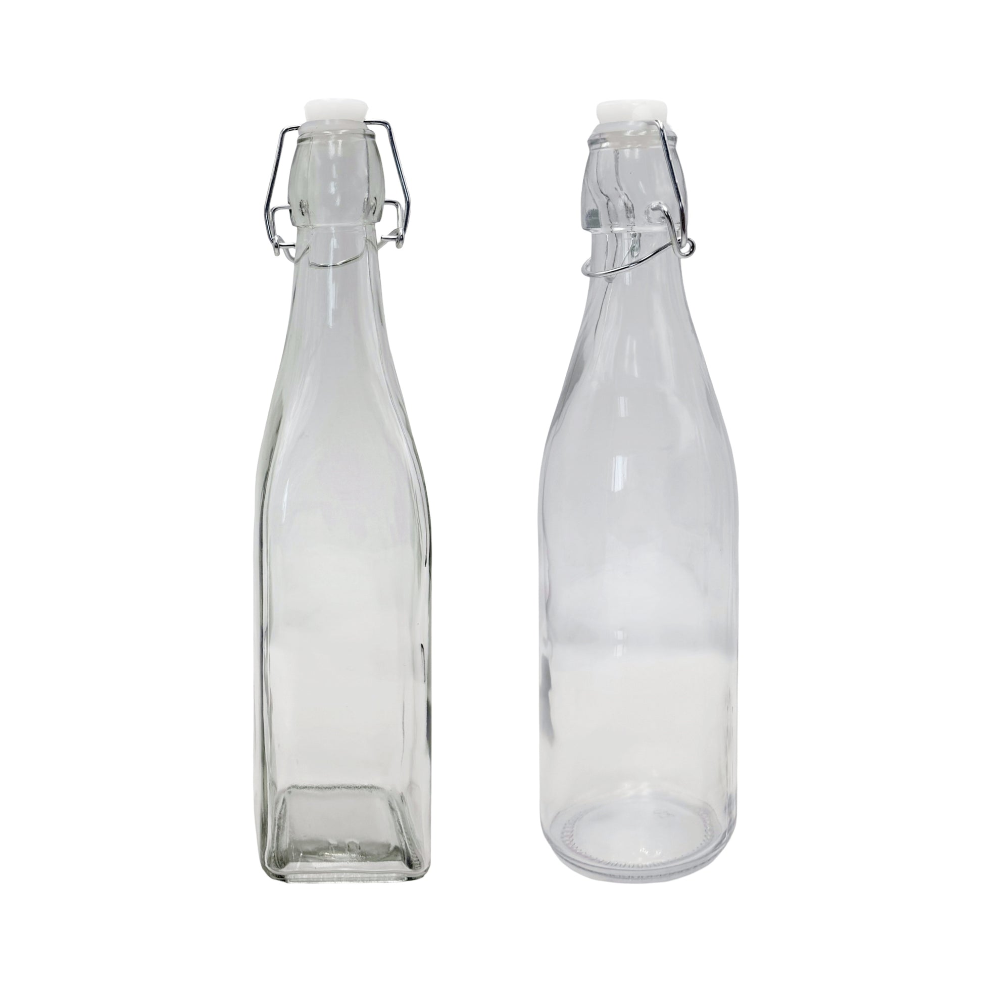 bulk 24 Clear Glass Bottle w/ Clip Lid 500ml 27cm