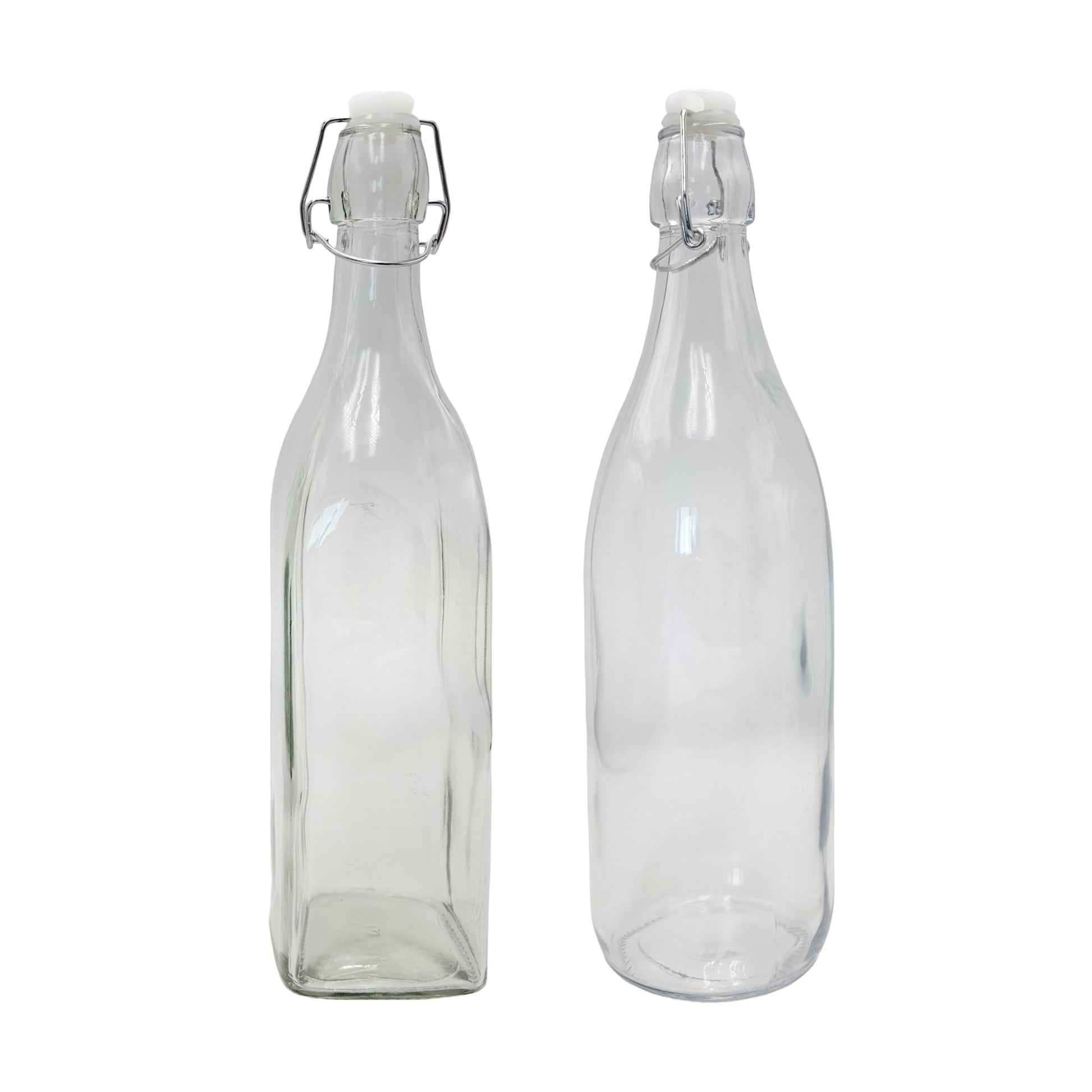 bulk 12 Clear Glass Bottle w/ Clip Lid 1Lt 2 32cm