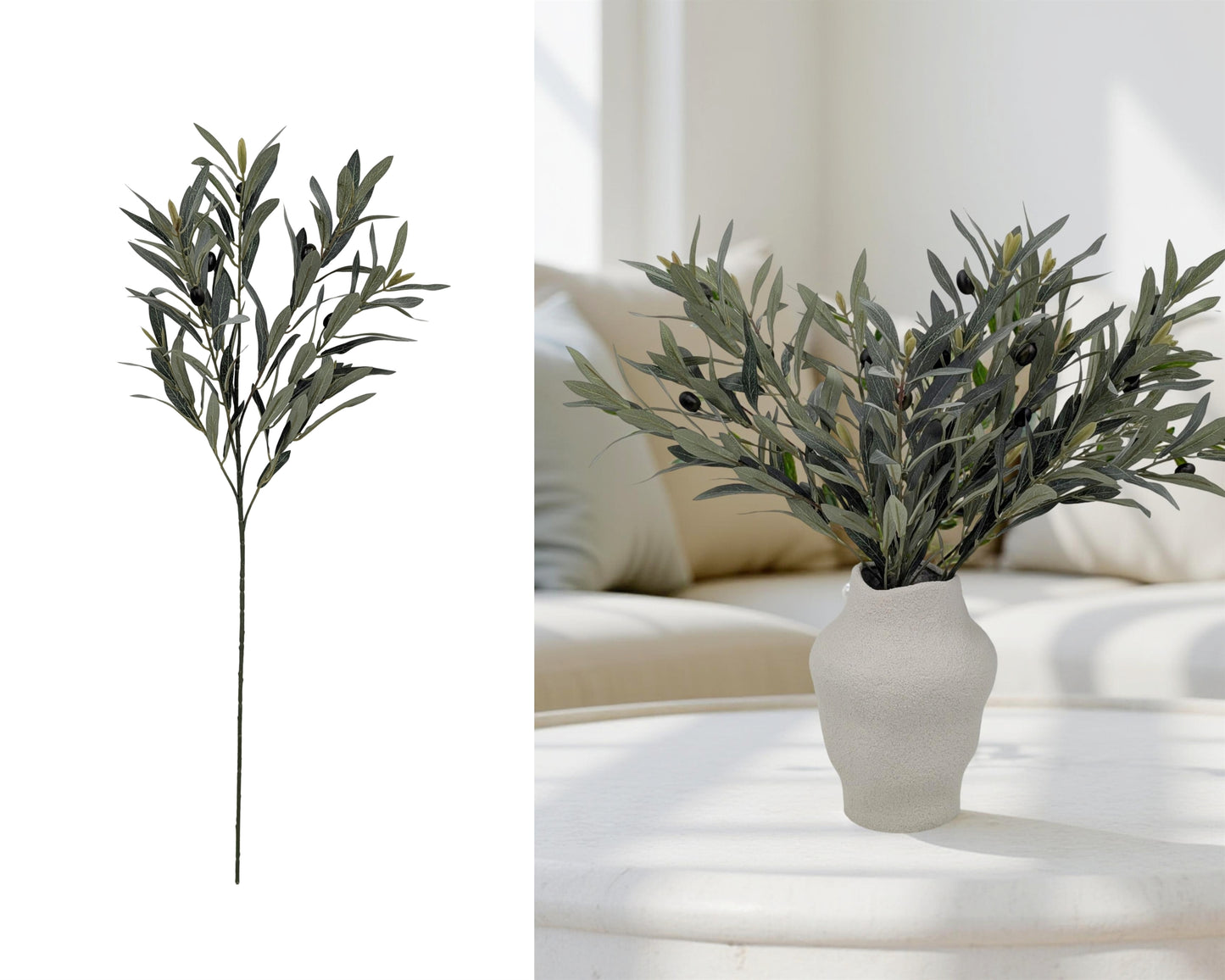 bulk 12 Artificial Olive Leaves Spray 80cm