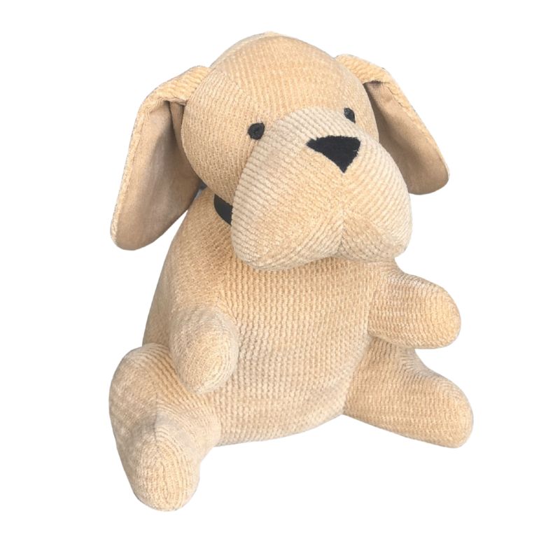 Beige Fabric Sitting Pup Door Stopper 25cm - Image 4
