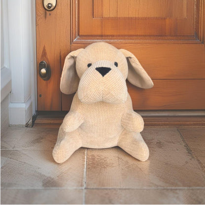 Beige Fabric Sitting Pup Door Stopper 25cm - Image 2