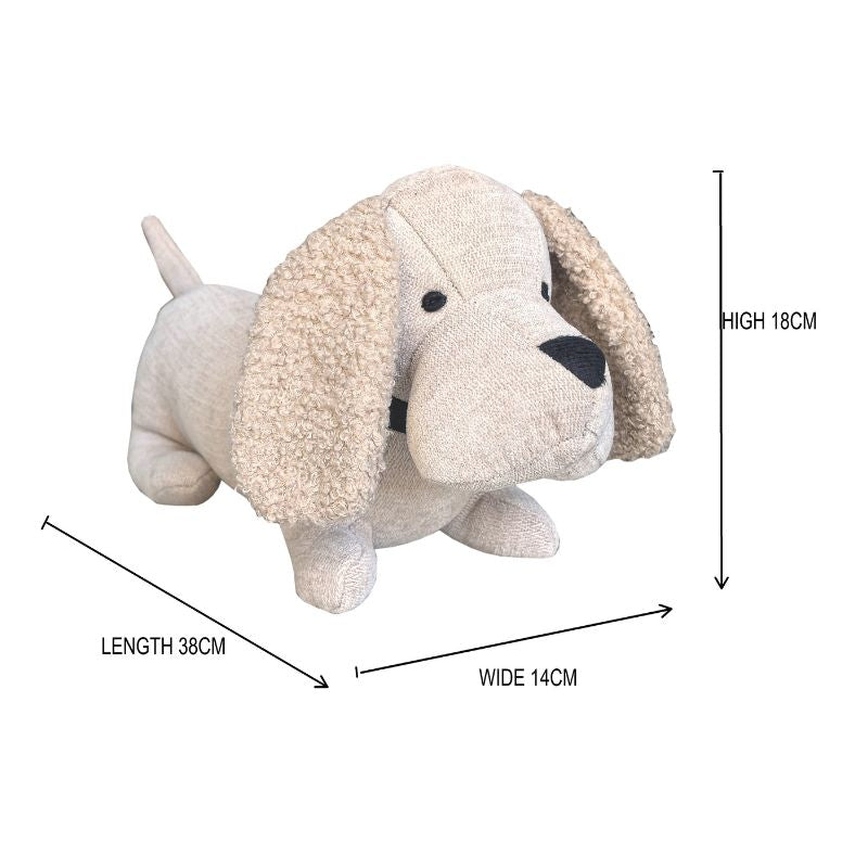 Beige Fabric Dachshund Door Stopper 38cm - Image 4