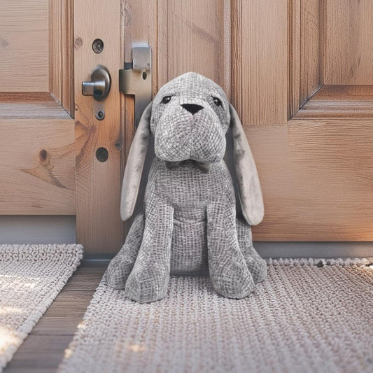 Grey Fabric Long-Eared Dog Door Stopper 27cm - Image 2