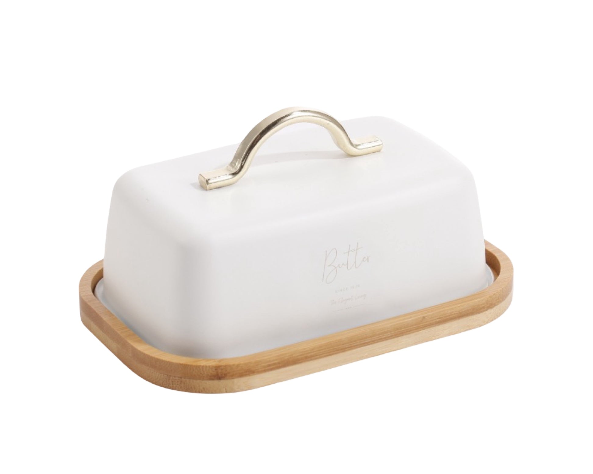 Elegant Living Butter Dish w/ Bamboo Base 7cm