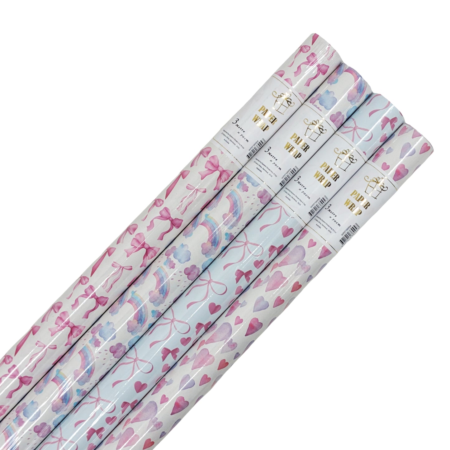 bulk 50 Sweet Sentiment Gift Wrap 38mm Core 300cm