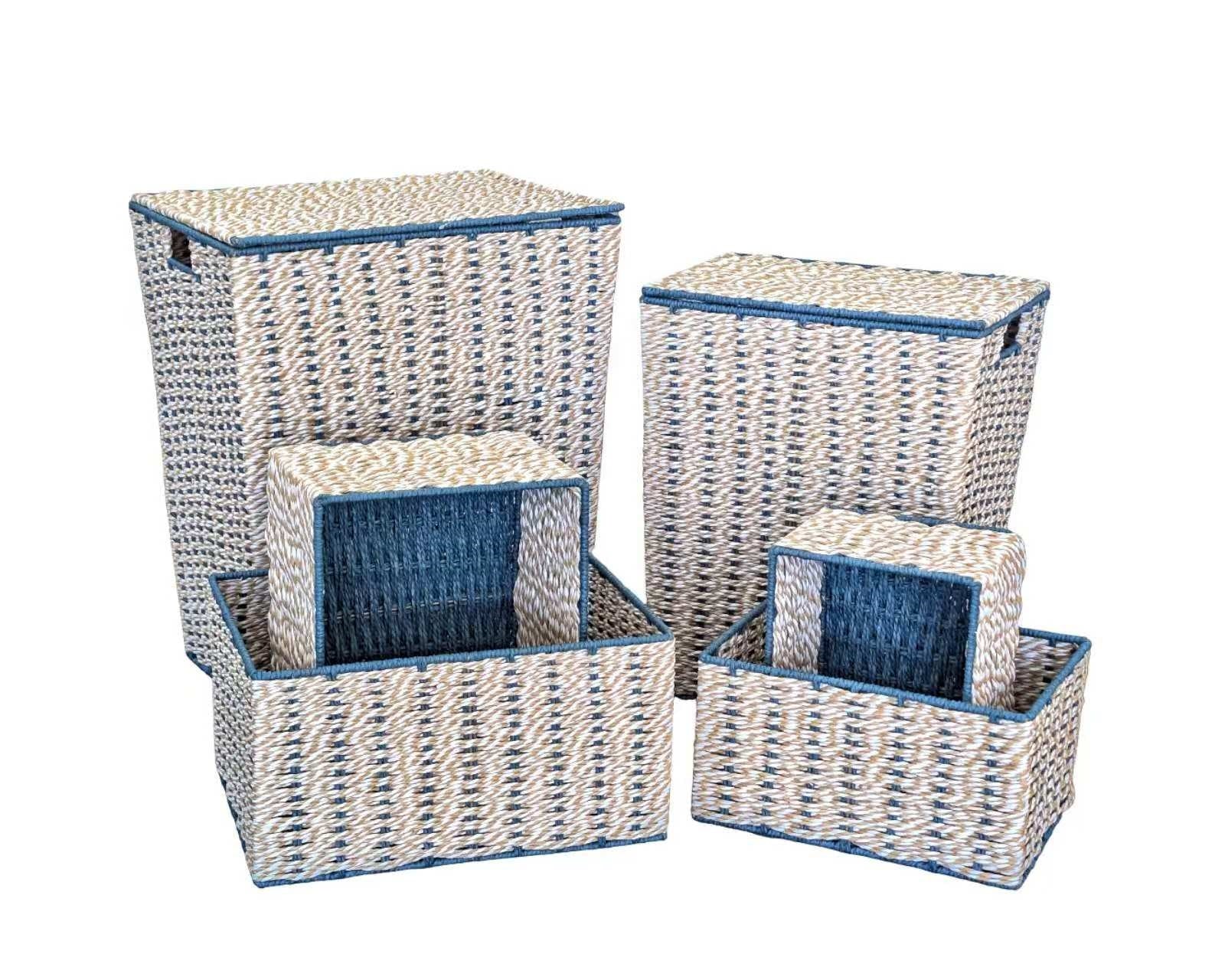 Set 6 Paper Rope Storage Baskets 55cm