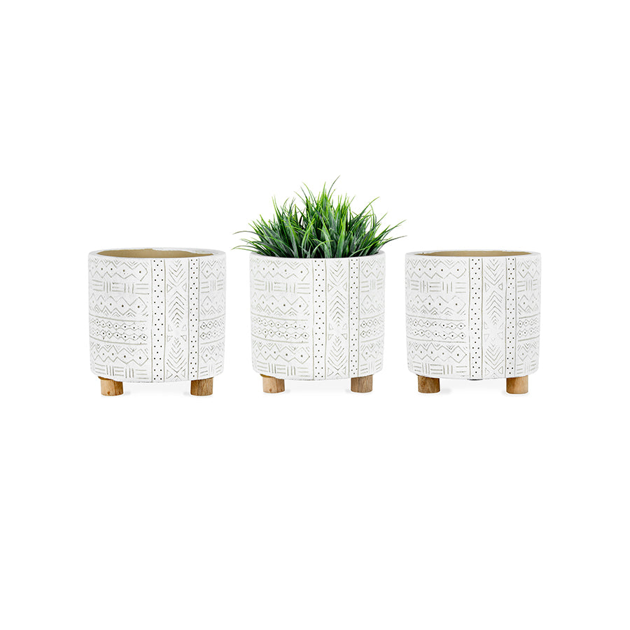 Set 3 Hamptons Pot planters w Hole & Plug 14cm