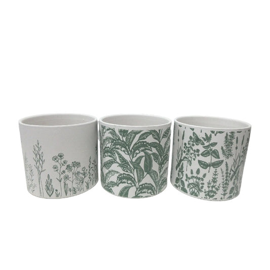 Set 3 Assorted Tropical Leaf Planters w Hole + Plug 16cm