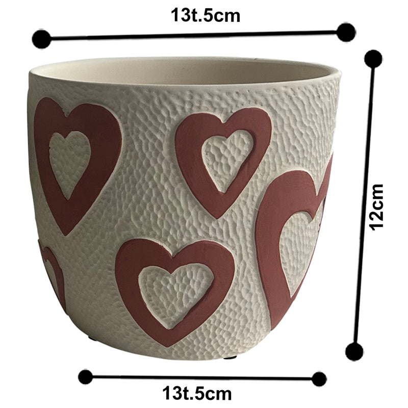 Set 3 Assorted Colour Heart Planters w Hole + Plug 13cm - Image 4