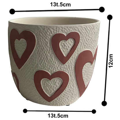 Set 3 Assorted Colour Heart Planters w Hole + Plug 13cm - Image 4