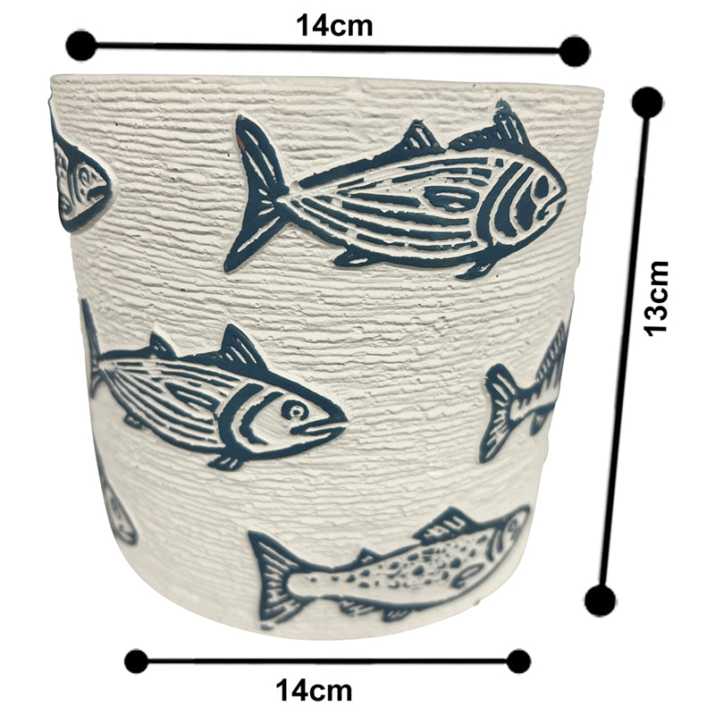 Set 3 Assorted Fish / Stripe Planters w Hole + Plug 14cm - Image 5