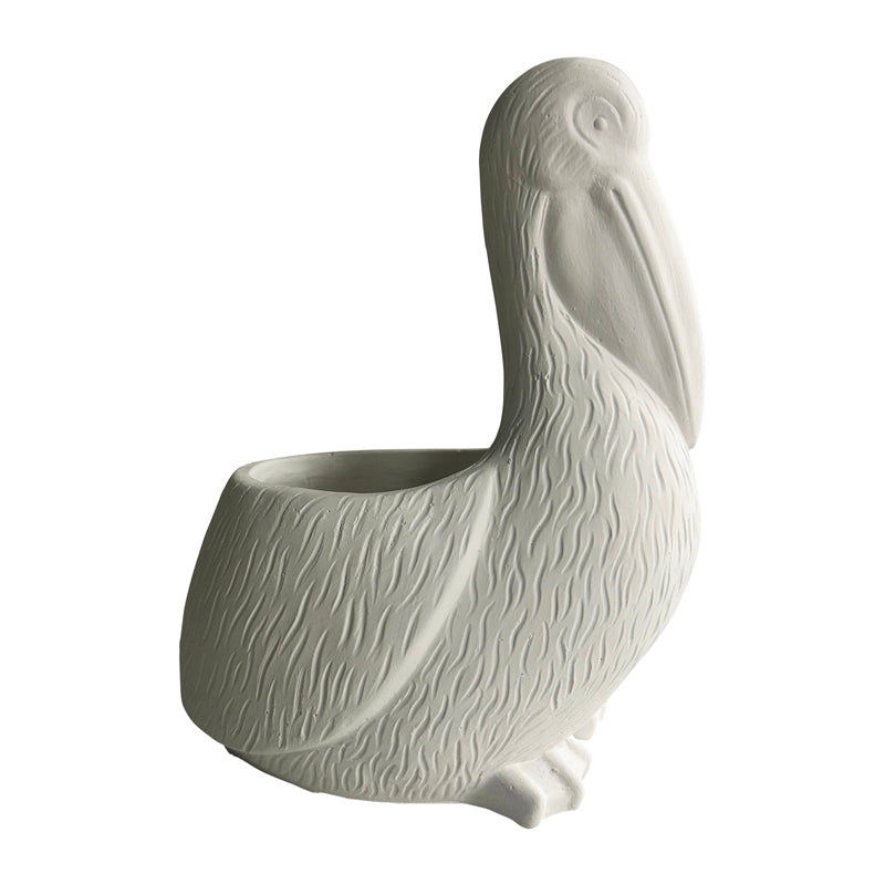 Contemporary White Pelican Planter w Hole + Plug 24cm - Image 3