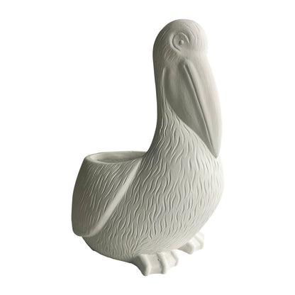 Contemporary White Pelican Planter w Hole + Plug 24cm - Image 4