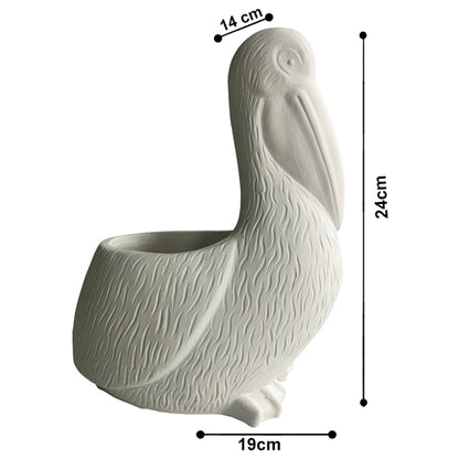 Contemporary White Pelican Planter w Hole + Plug 24cm - Image 5