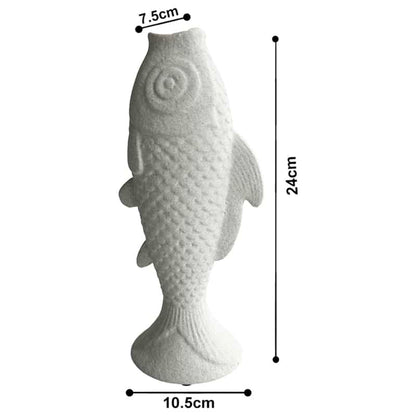 Contemporary White Fish Vase / Ornament 24cm - Image 4
