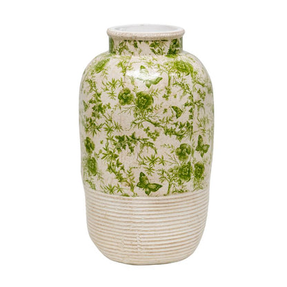 Glazed Green Stoneware Look Vase 37cm - Image 2