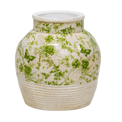 Glazed Green Stoneware Look Vase 25cm - Image 2