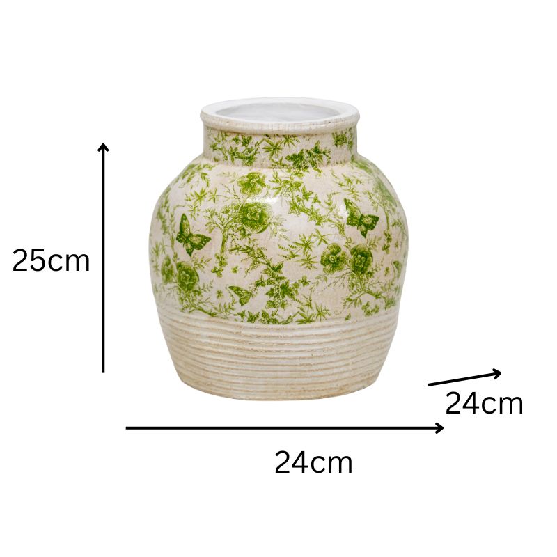 Glazed Green Stoneware Look Vase 25cm - Image 4