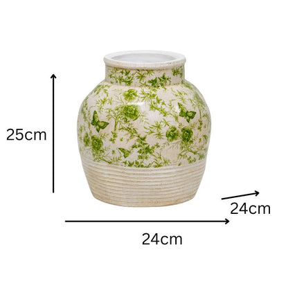 Glazed Green Stoneware Look Vase 25cm - Image 4