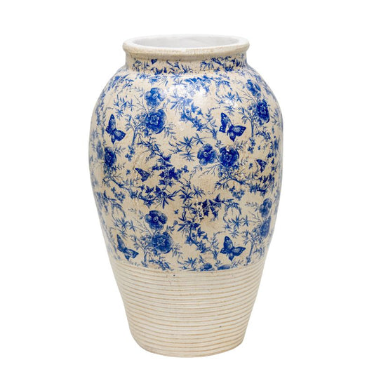 Glazed Blue Stoneware Look Vase 25cm - Image 2