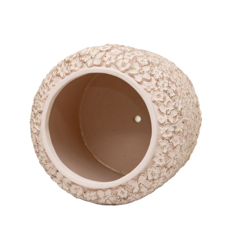 Dusty Pink Flower Embossed Planter w Hole + Plug 25cm - Image 3