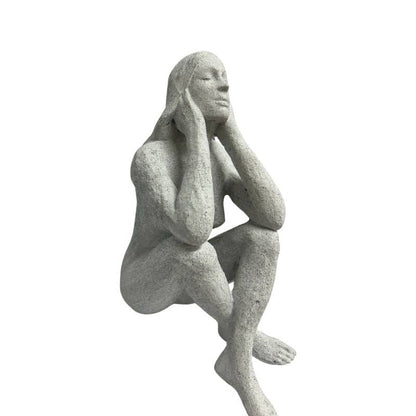 Lady Statue w Elbows On Knees 23cm - Image 2