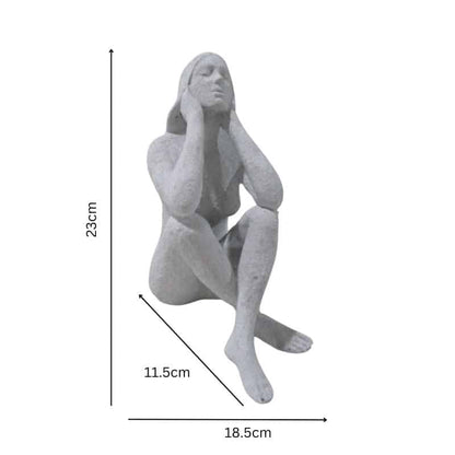 Lady Statue w Elbows On Knees 23cm - Image 4