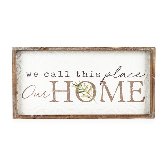 Pressed Metal w Timber Frame Wall hanging Home 60cm