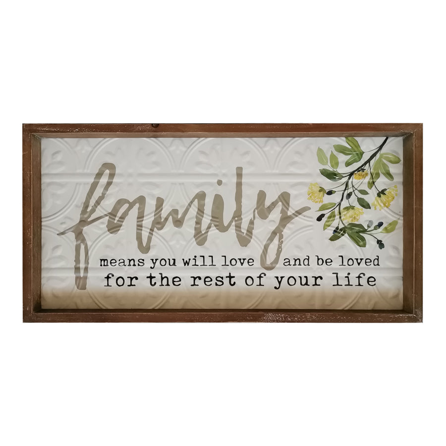 Pressed Metal Family Means Love Wall Art 60cm