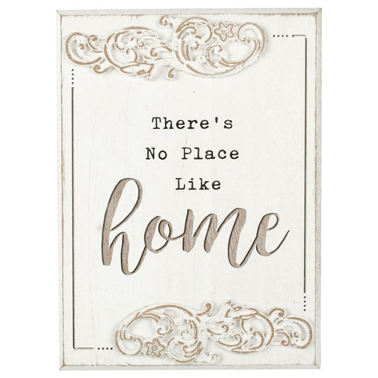 Wood-carved 'No Place Like Home' Wall Art 20x27cm
