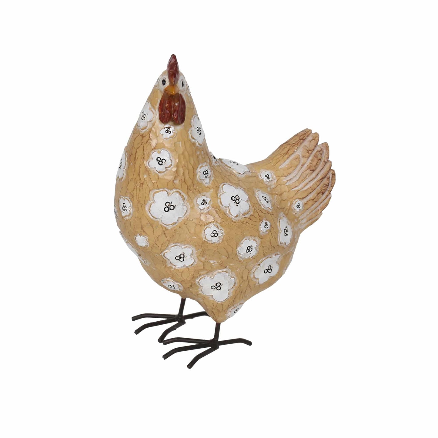 Decorative Fawn Chook w Flowers 22cm