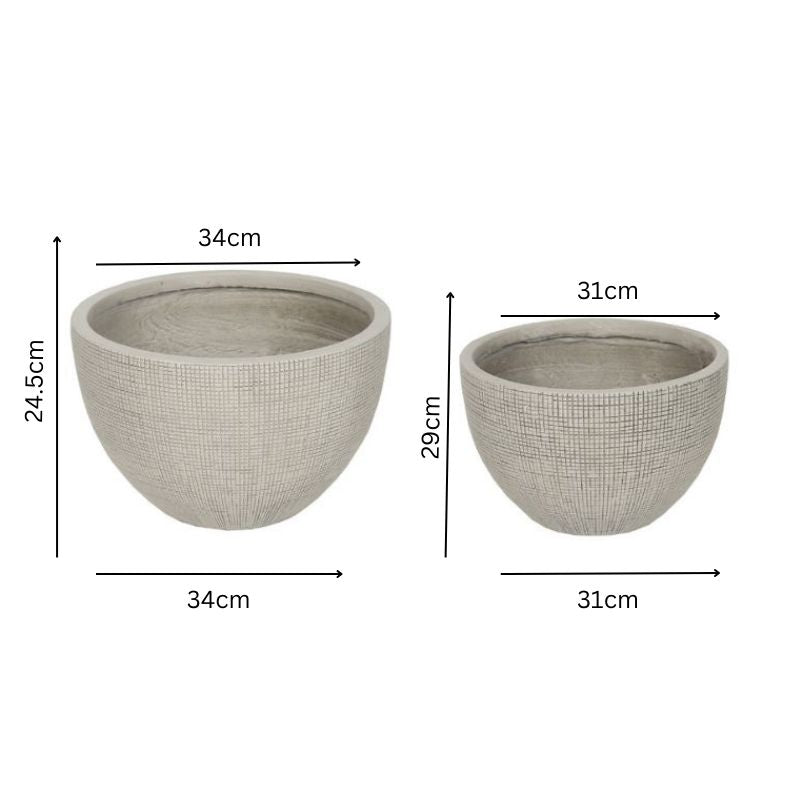 Set 2 Nested Subtle Textured Planter 37cm, 24cm - Image 5