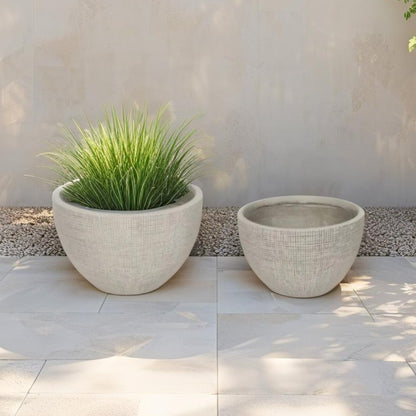 Set 2 Nested Subtle Textured Planter 37cm, 24cm - Image 3