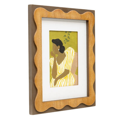Sitting Lady in Striped Dress Frammed Wall Art 30cm - Image 2