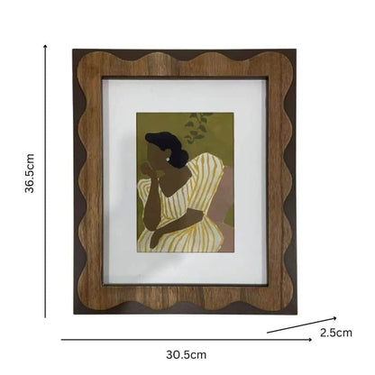 Sitting Lady in Striped Dress Frammed Wall Art 30cm - Image 5