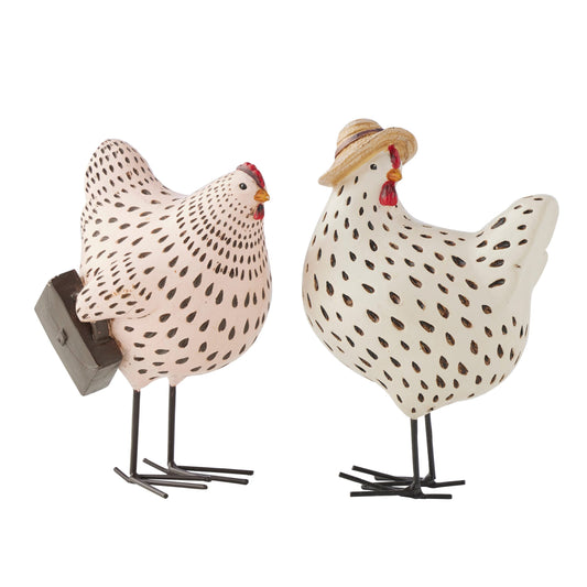 Set 2 Asst 'Busy' Chooks Ornaments 15cm