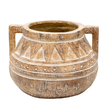 Aged Tribal Style Decorative Pot 35cm - Image 3
