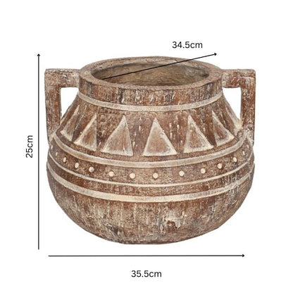 Aged Tribal Style Decorative Pot 35cm - Image 5