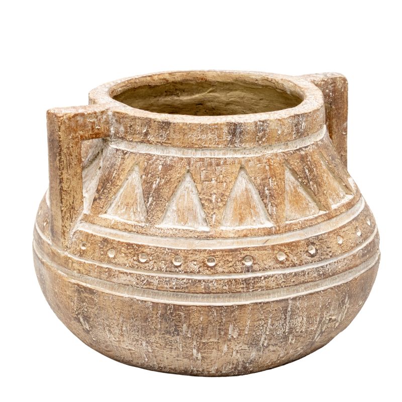 Aged Tribal Style Decorative Pot 35cm - Image 4
