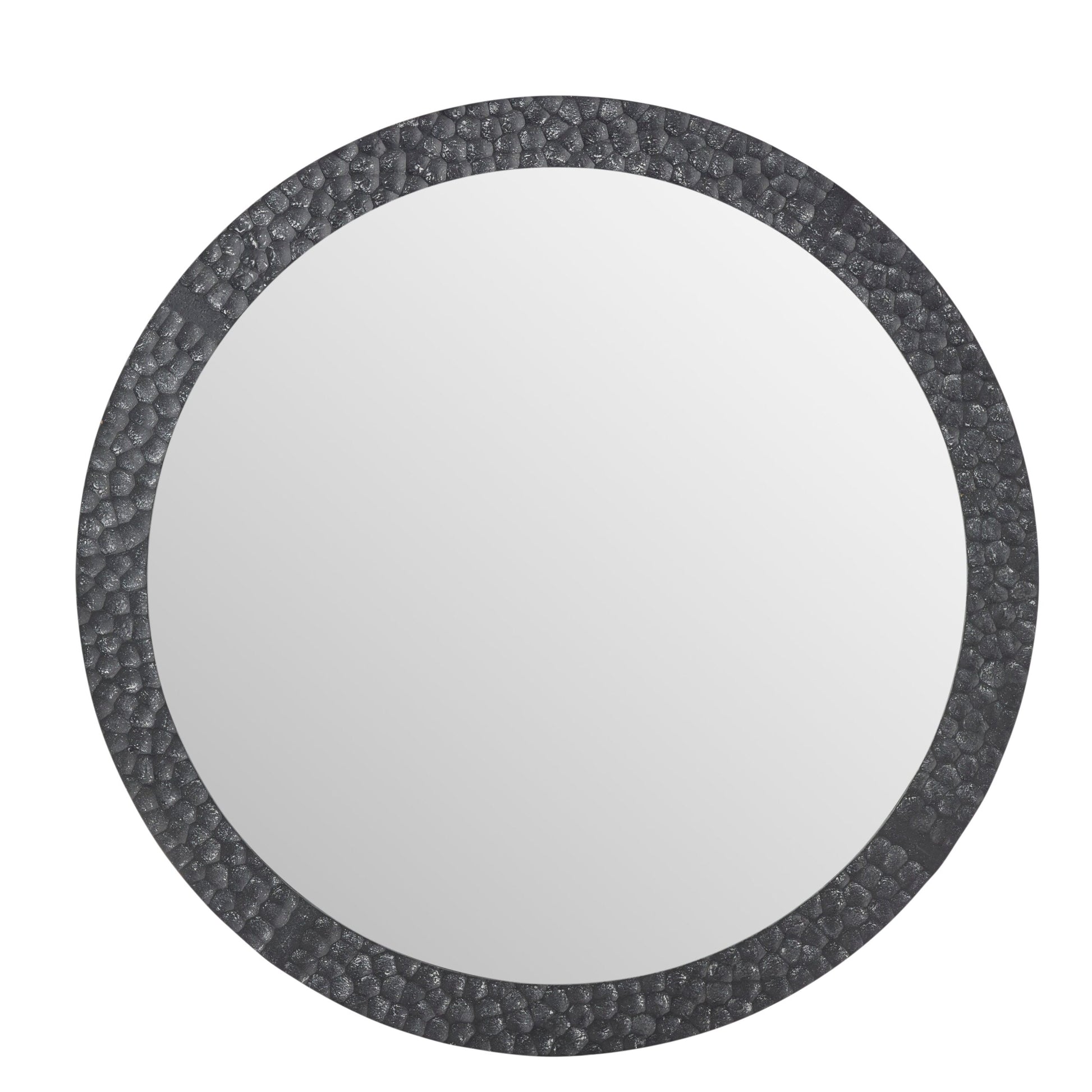 Textured Round Black Mirror 80cm