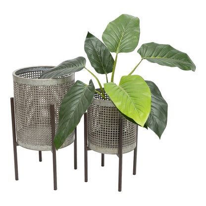 Set 2 Artisan Stilted Metal Planters 58cm