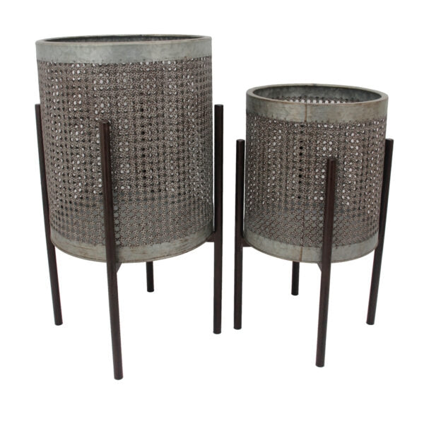 Set 2 Artisan Stilted Metal Planters 58cm - Image 3