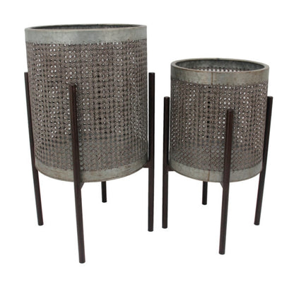 Set 2 Artisan Stilted Metal Planters 58cm - Image 3