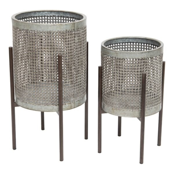 Set 2 Artisan Stilted Metal Planters 58cm - Image 2