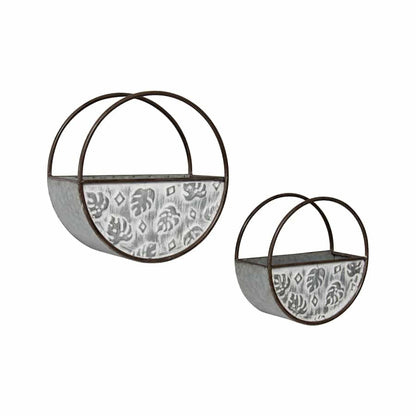 Set 2 Nested Floating Monstera Wall Planters 35x14cm - Image 3