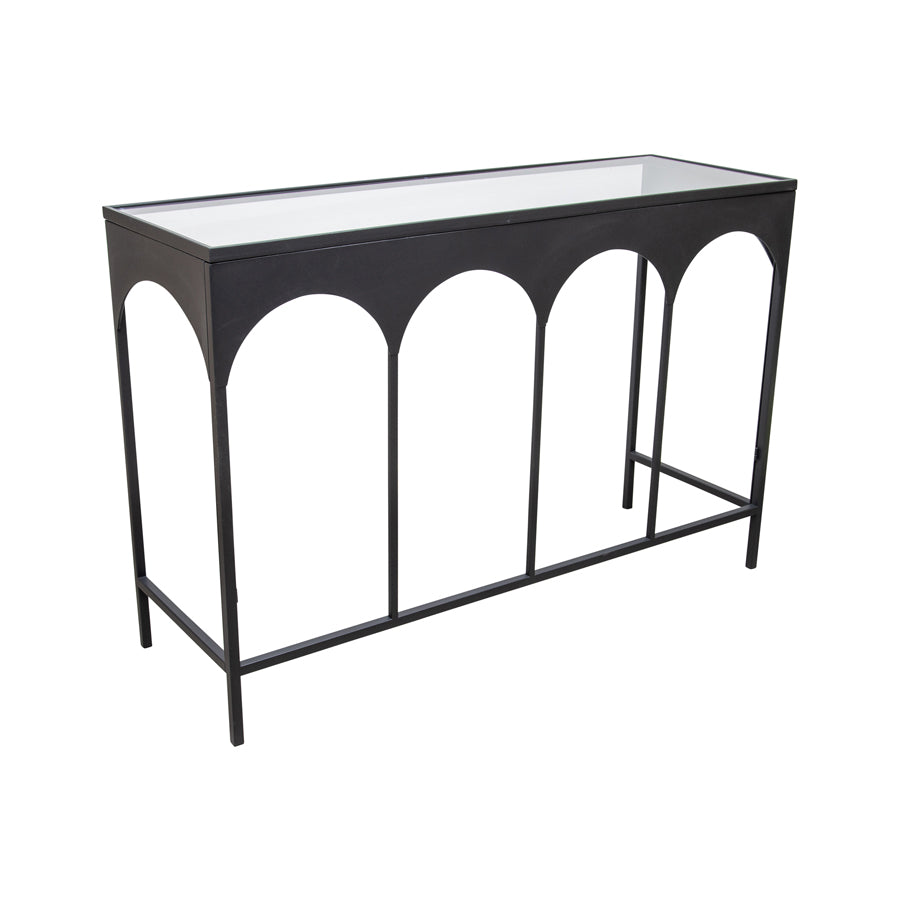 Nero Arc Glass Top Console Table 120cm