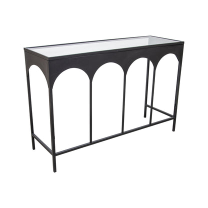Nero Arc Glass Top Console Table 120cm